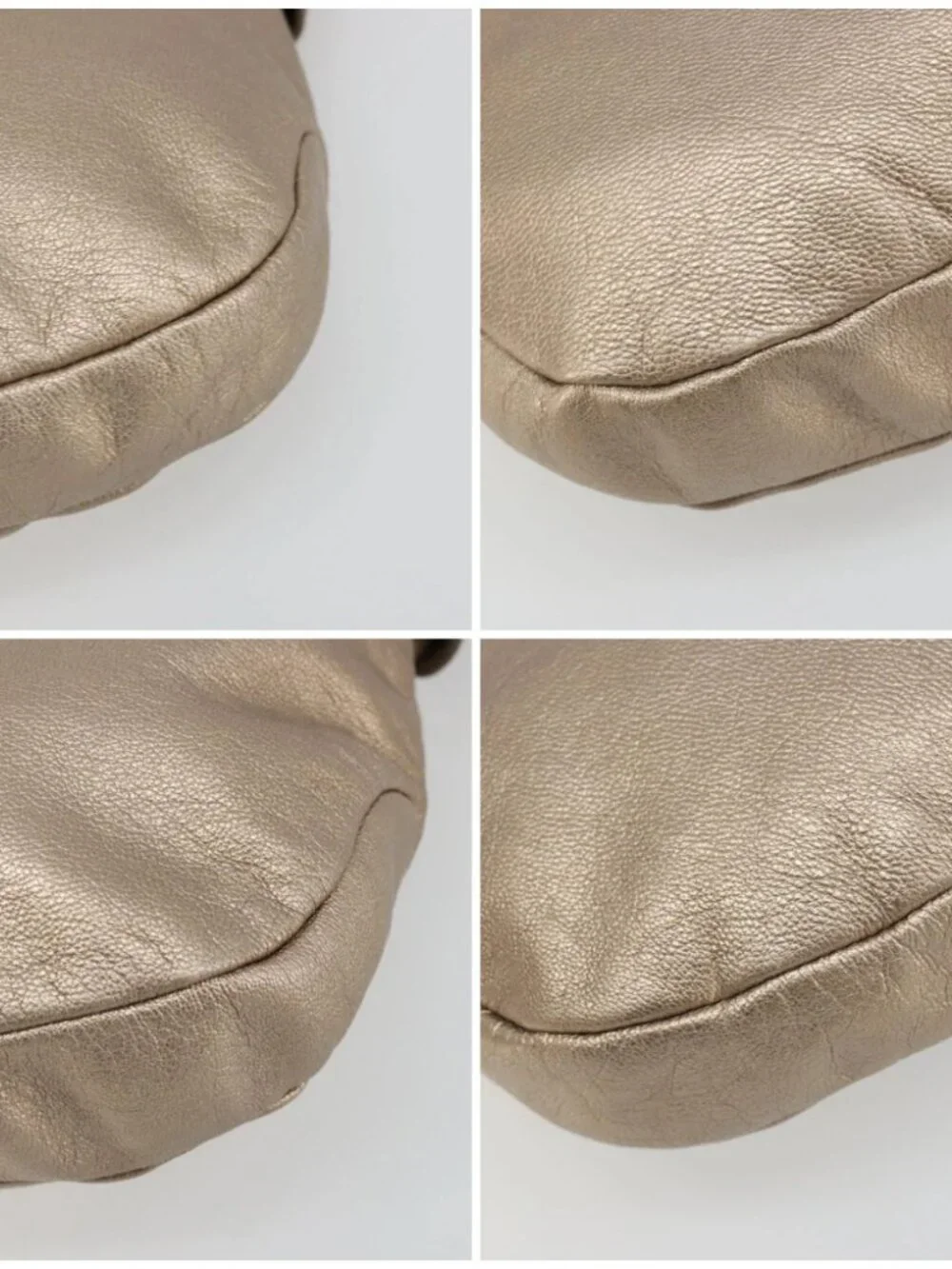 Salvatore Ferragamo Vala Shoulder Bag Leather Champagne Gold Gold Auth 186269A
